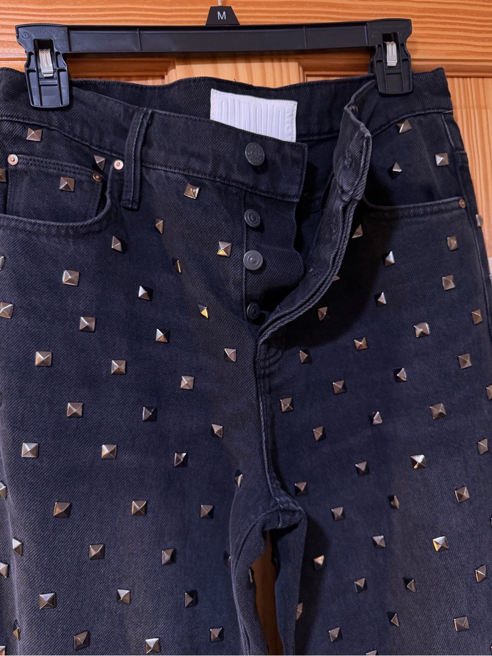 MOTHER ‘Snacks’ Studded Black Bootcut Jeans NWT - Picture 4 of 13